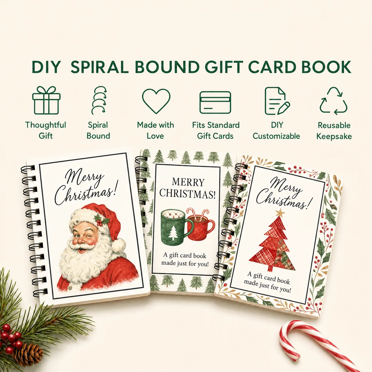 Giftleaf Christmas Gift Card Book | 12 pages, a gift card on each